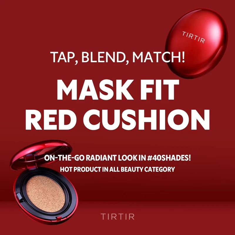 TIRTIR Mask Fit Red Cushion Foundation | Full coverage, Weightless, Skin fit, Satin Glow Finish, Korean Makeup, beauty, Tattoo cover up, Buildable (#24W Soft Beige, 0.63 Fl Oz)