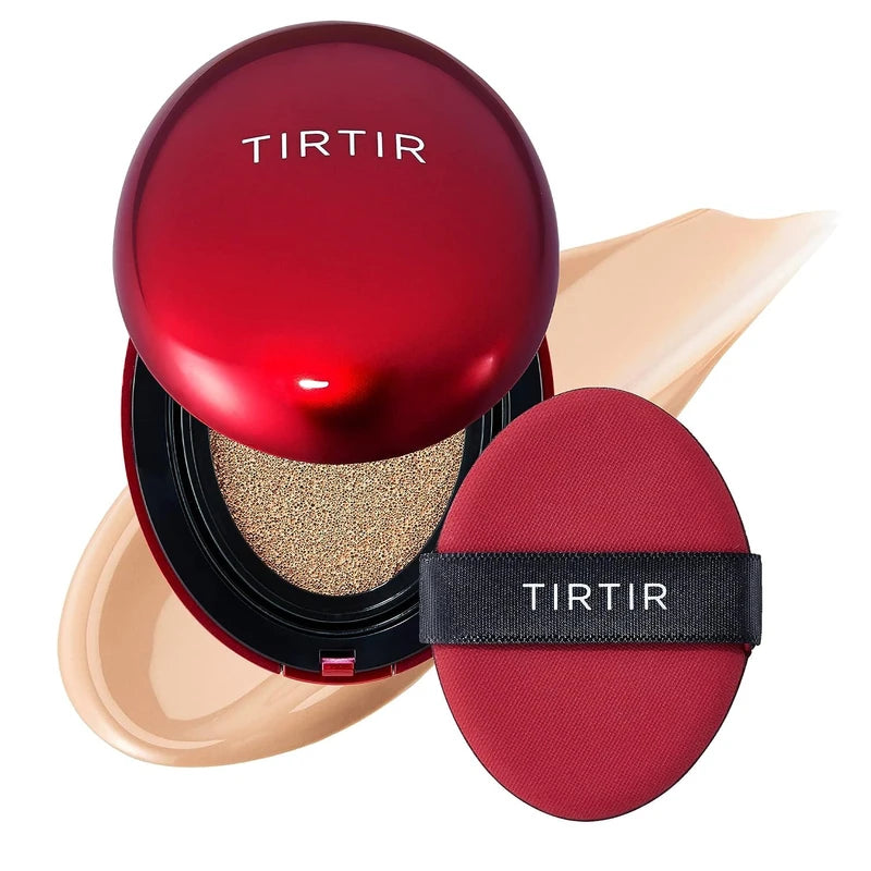 TIRTIR Mask Fit Red Cushion Foundation | Full coverage, Weightless, Skin fit, Satin Glow Finish, Korean Makeup, beauty, Tattoo cover up, Buildable (#23N Sand, 0.63 Fl Oz)
