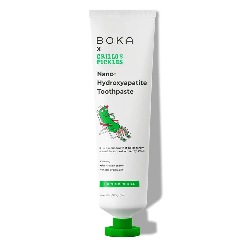 Boka Fluoride Free Toothpaste - Nano Hydroxyapatite, Remineralizing, Sensitive Teeth, Whitening - Dentist Recommended for Adult & Kids Oral Care - Cucumber Dill Flavor, 4 Fl Oz 1 Pk - US Manufactured
