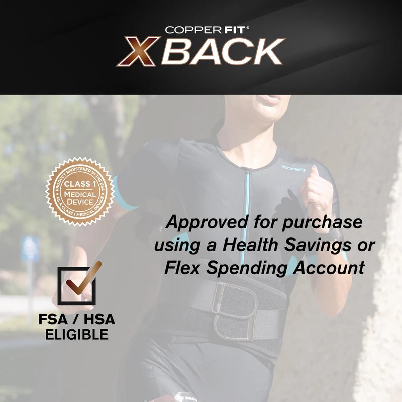 Copper Fit X-Back Brace for Lower Back Pain, Lumbar Support, Herniated Disc, Sciatica, Arthritis – Adjustable, Breathable Design - for Men and Women (Large/XLarge)