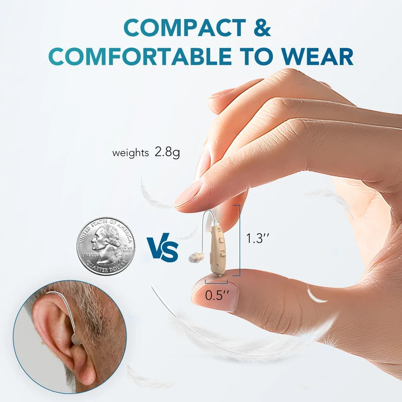 Hearing Aids for Seniors, Rechargeable Hearing Aid Severe Hearing Loss with Noise Cancelling and Volume Control