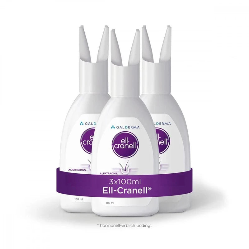 Ell Cranell, 3 x 100 ml solution for hormonal hereditary hair loss, suitable for men and women, targeted effect against DHT