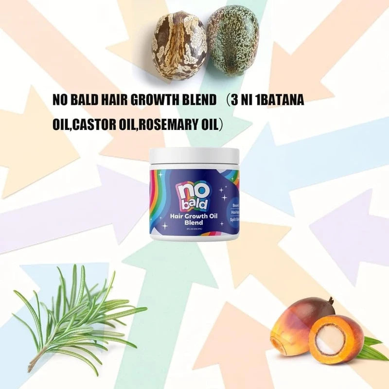 No Bald Hair Growth Oil Blend, Nobald Hair Growth Blend, 3 in 1 Batana Oil, Castor Oil, Rosemary Oil, Raw Organic Unrefined Batana Cream for Men and Women (2)