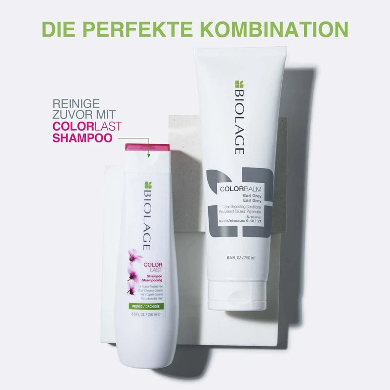 Biolage Colour-enhancing conditioner for a grey-silver colour in blonde hair, more brilliance and fresh colour, ColorBalm Earl Grey, 1 x 250 ml