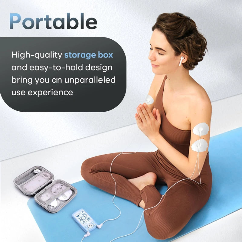 Easy@Home Tens Machine EMS: TENS Machine for Pain Relief Muscle Stimulator for Back Pain EMS | EMS Foot Massager | Back Massage Machine for Pain | Dual Channel 24 Modes 12 Pads Replacements