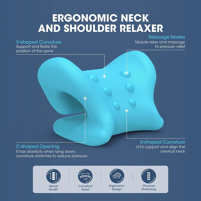 ZAMAT Neck and Shoulder Relaxer with Magnetic Therapy Pillowcase, Neck Stretcher Chiropractic Pillows for Pain Relief, Cervical Traction Device for Relieve TMJ Headache Muscle Tension Spine Alignment