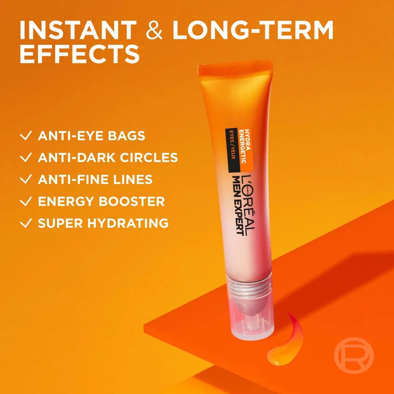 L'Oréal Paris Men Expert Hydra Energetic Anti-Fatigue Roll-On Eye Care with Vitamin C & Caffeine, Eye Cream for Men, 10ml