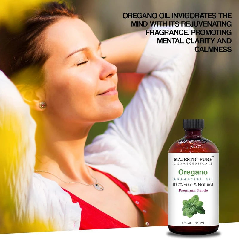Majestic Pure MAJESTIC PURE Oregano Essential Oil | 100% Pure and Natural Oregano Oil | Premium Grade Essential Oils for Hair Care, Home Diffusers, Skin, Aromatherapy, Massage and Humidifiers | 118 ml