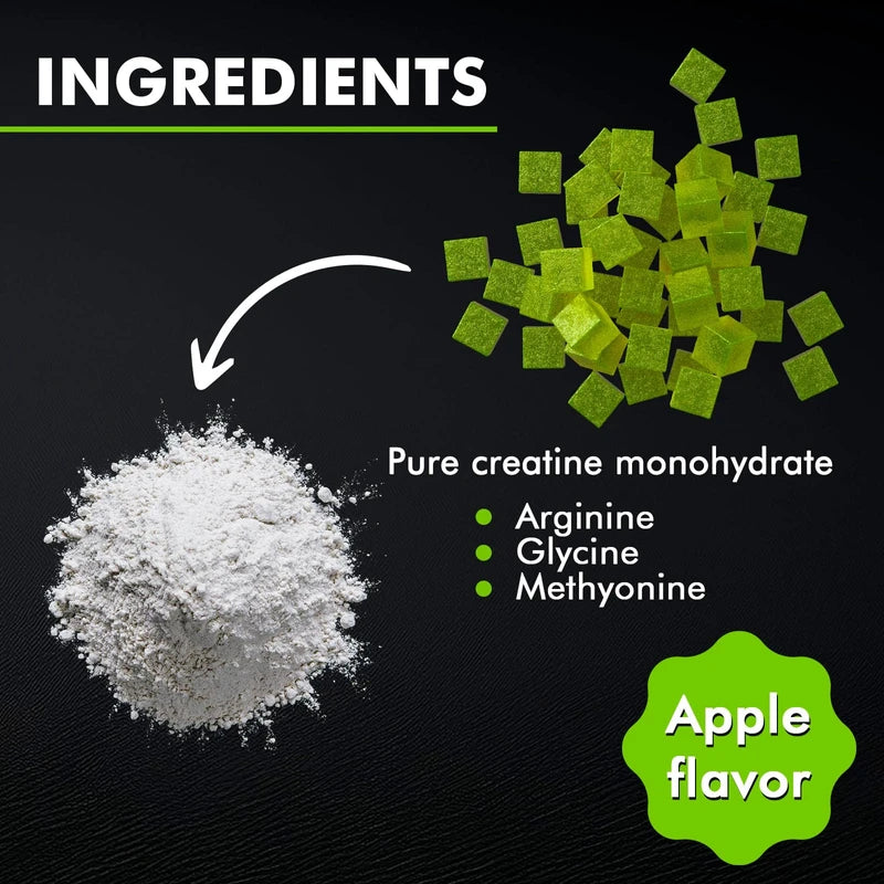Keystone Peak Keystone Peak KP Creatine Monohydrate Gummies Apple for Men & Women, 100% Creatine Apple Gummies, 5g per Serving + Vegan, Sugar Free + Strength, Energy, Muscle & Booty Gain - 120 Count