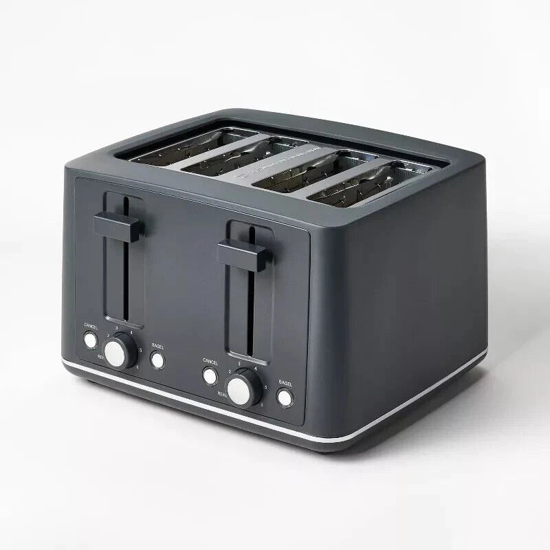 Figmint 4 Slice Toaster Thin Chrome Trim Band Gray, 7 Browning Settings- Figmint™. NEW