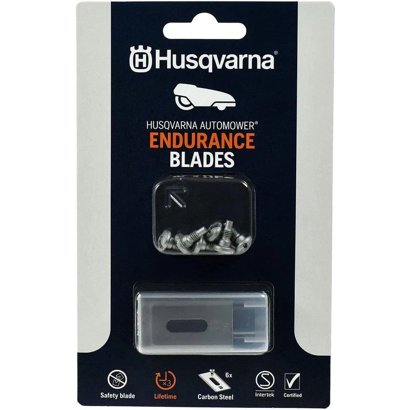 Husqvarna Automower Endurance Blades | 6 Blades with Screws | Slotted Hole | Longer Durable Quality Blades | Suitable for All Husqvarna/Gardena/McCulloch Robotic Lawnmowers