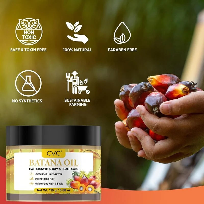 CVC Unrefined Organic Batana Oil | 100% Pure & Natural | Promotes Hair Growth & Moisture | 3.88 OZ - Specification: Default