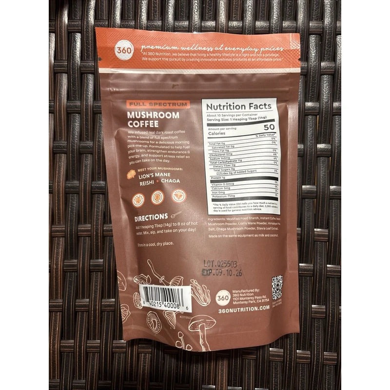 Spectrum Mushroom Coffee 360 Nutrition: FULL SPECTRUM W. Notes of chocolate 5 oz