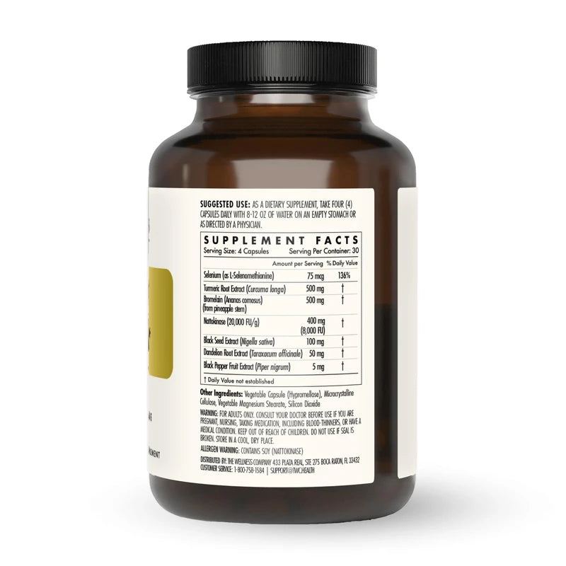 The Wellness Company Ultimate Spike Detox | 120 Capsules | 3-in-1 Formula with Nattokinase, Bromelain, and Curcumin | Non-GMO, Gluten-Free