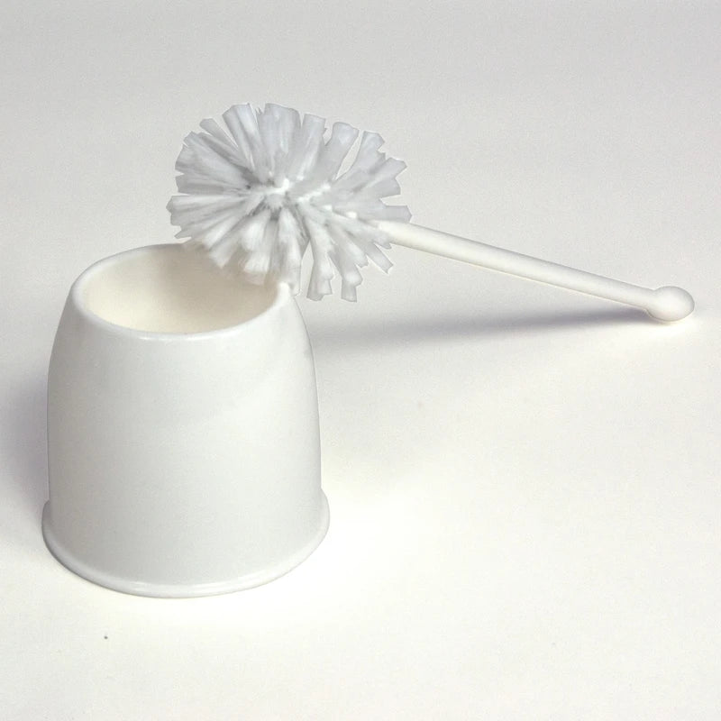 Casabella Toilet Bowl Brush with Holder Set, White