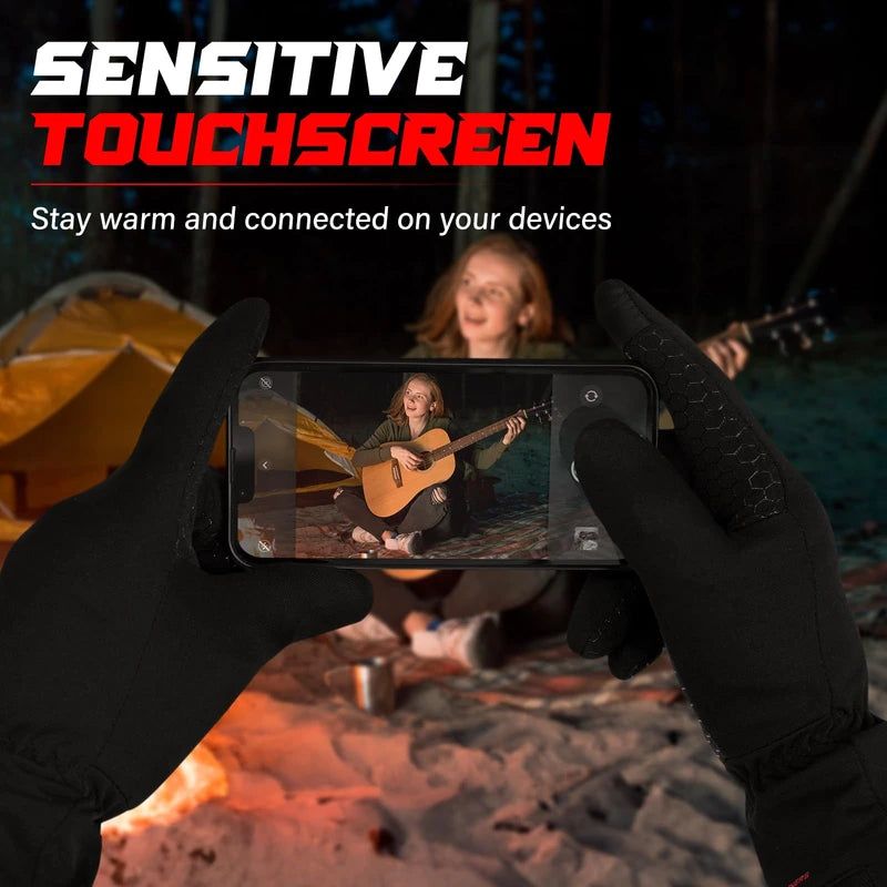 Dr.warm Heated Gloves Liners for Men and Women, Anti-Slip Touch Screen Rechargeable Heated Gloves Electric Hand Warmers for Cycling, Hiking Skiing, Ice Fishing (Black, Small)