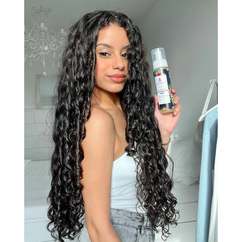 Flora & Curl Sweet Hibiscus Curl Volumizing Foam Curl Foam Firmer for Superior Fullness, Volume and Bounce, Plant-Based with Hibiscus, Cruelty Free, 200 ml