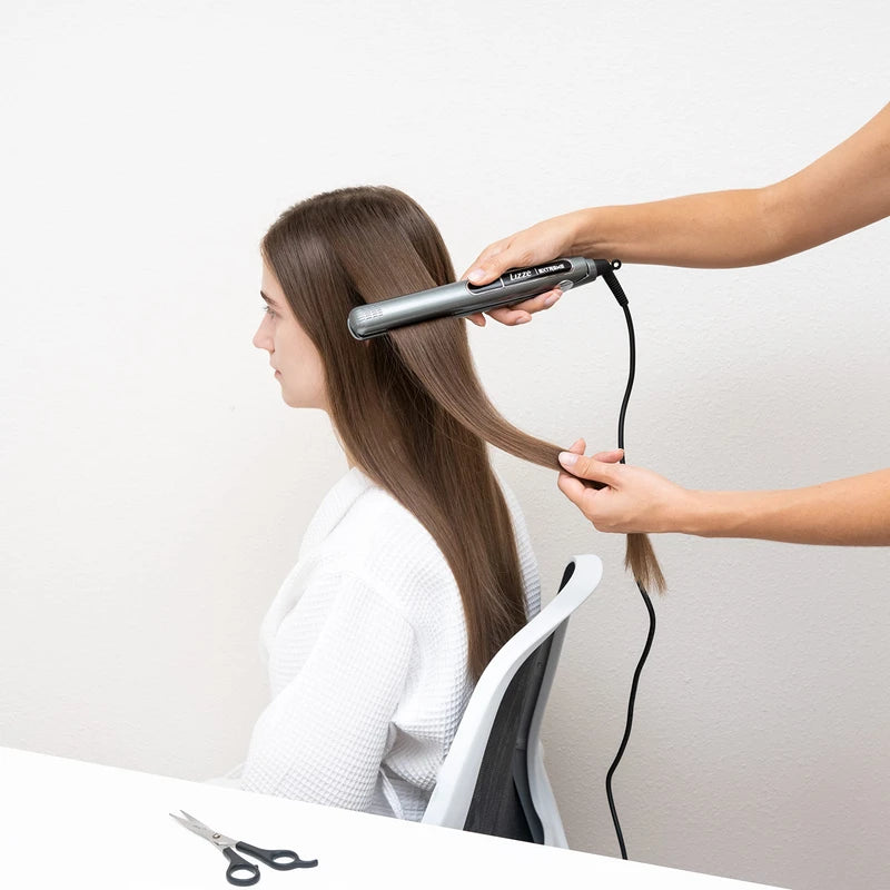 Professional Flat Iron Hair Straightener Plancha De Cabello Professional - Titanium Hair Iron Straightens Frizzy Hair Curls Sleek Salon Hair Styling Tool - Lizze Extreme Slim 1" Pro Straightening Iron