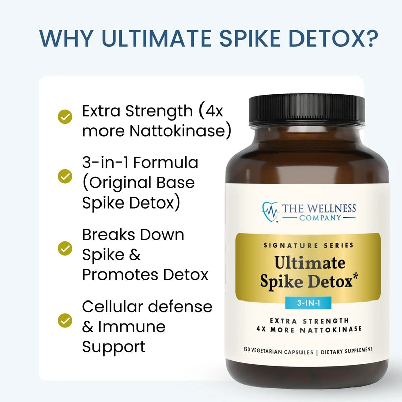 The Wellness Company Ultimate Spike Detox | 120 Capsules | 3-in-1 Formula with Nattokinase, Bromelain, and Curcumin | Non-GMO, Gluten-Free