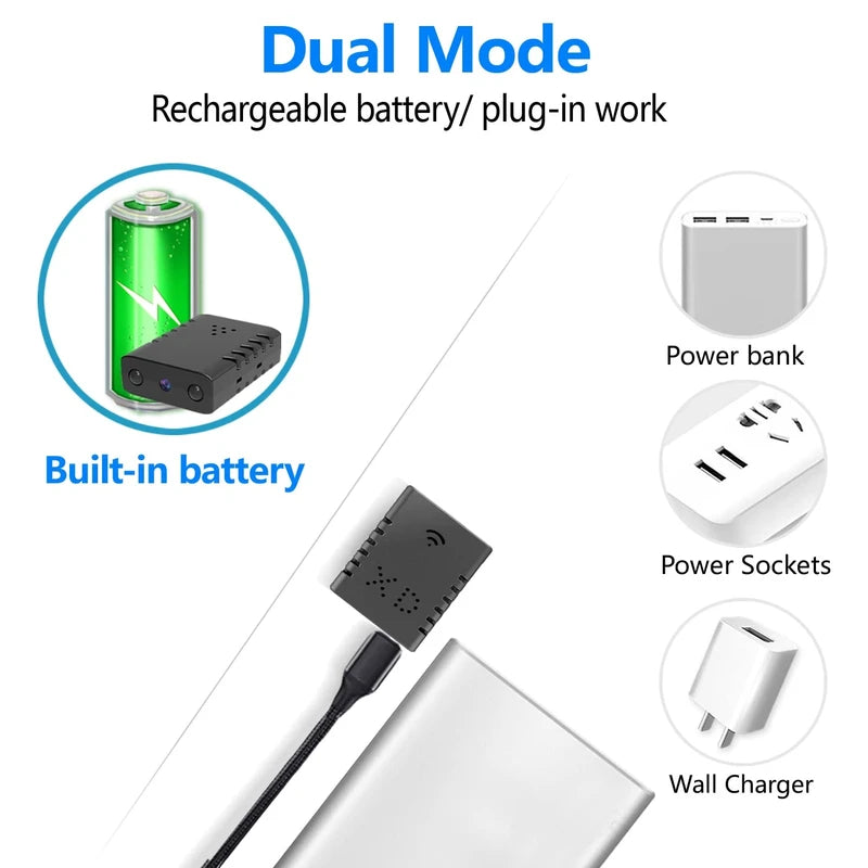 WCFHS Free 64G Smallest Wireless WiFi Battery Camera, Concealed Cam, Coin Size Camera, HD1080P Video Recording Live Feed For Night Vision, Motion Detection, Cloud Storage for Security with iOS Android APP