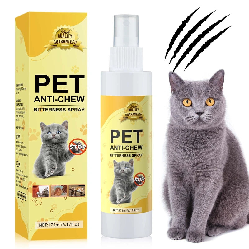 Cat Deterrent Spray Indoor 175ML, Cat Repellent Indoor for Cat and Kitten, No Scratch Spray for Cats, Anti-Scratch Cat Training Spray for Furniture, Curtain, Floor & Plant, Indoor & Outdoor Use
