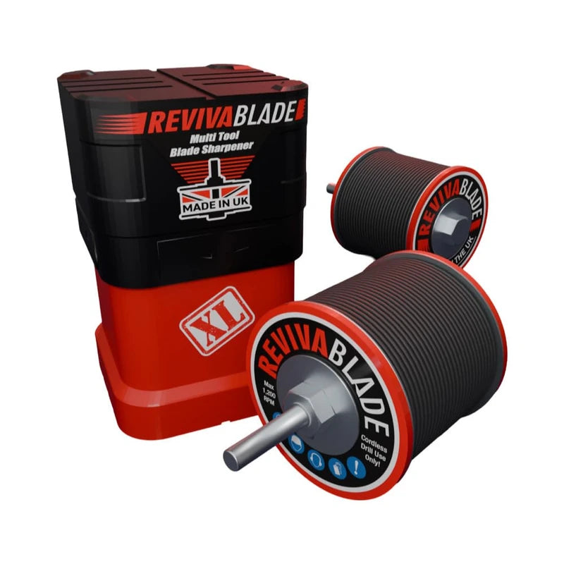 Revivablade® XL • Multi-Tool Blade Sharpener – Specifically for Sharpening Multi-Tool Blades 65-68mm Wide Only. Unique Thicker Cutting Discs. Suitable for Professional Trades and DIY.