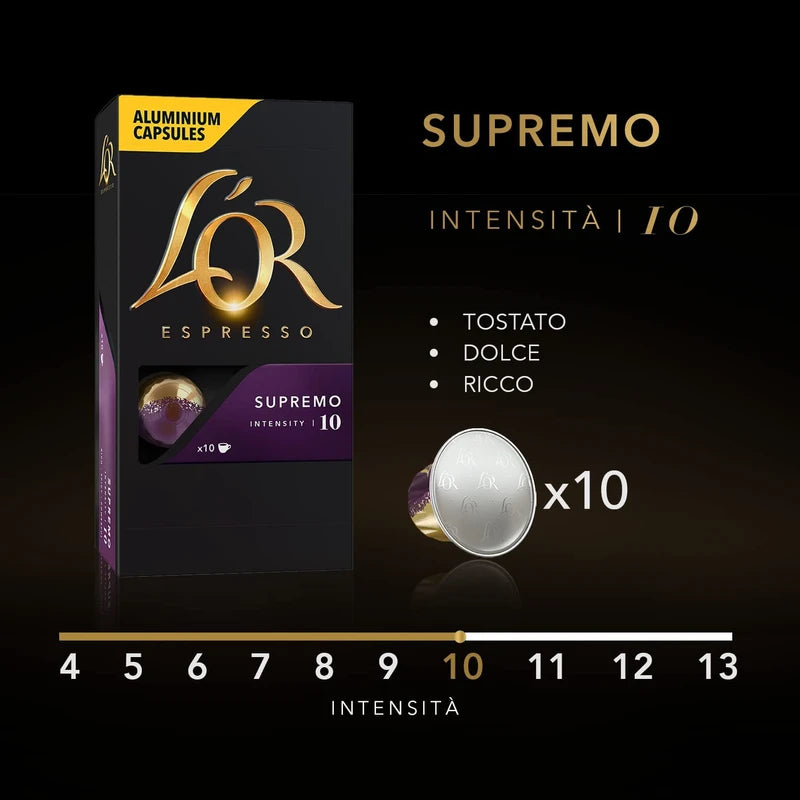 L'OR Favourites Assortment Nespresso Compatible Coffee Pods (Pack of 8, Total 80 Drinks)
