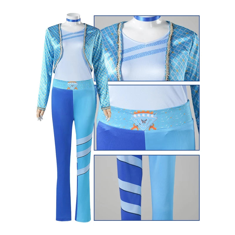 Women’s Desc 4 Chloe Charming Costume Rise Red Deluxe Princess Cinderellaburg Blue Halloween Outfit 5Pcs Set Adult