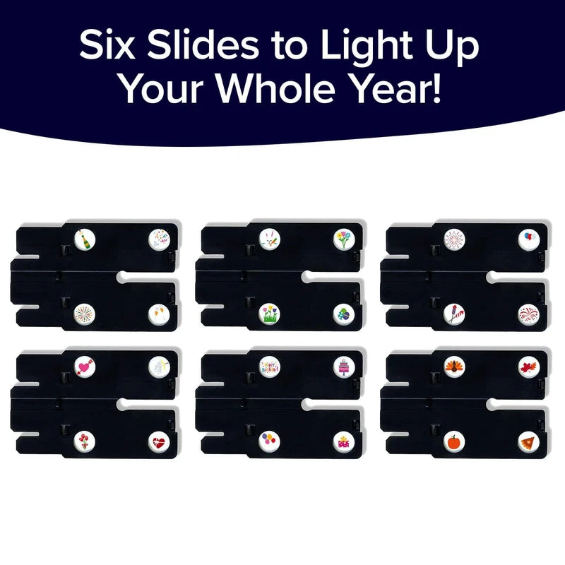 6 Extra Holiday Slides for Star Shower Slide Show LED Projector - New Years Day, Easter, Patriotic, Valentine's Day, Birthday, Thanksgiving Themes | Star Shower