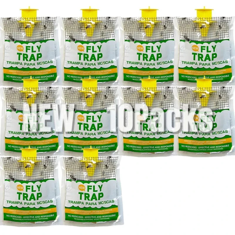 Disposable 10 pack Outdoor Fly Traps - Disposable, Hanging Outdoor