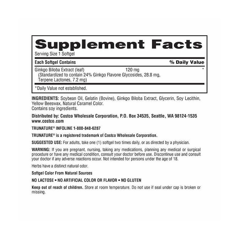 OProCyn Tru Nature Ginkgo Biloba 340 Softgels