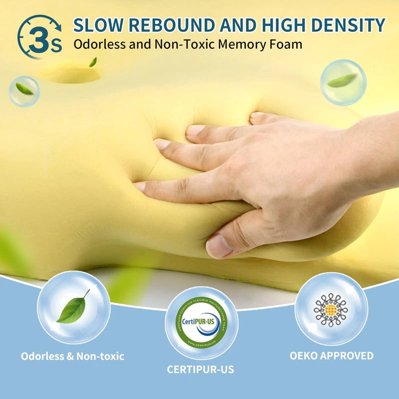 Cervical Neck Pillow - Memory Foam Pillows for Neck Pain Relief, Ergonomic Contour Side Sleeper Pillow for Sleeping, Orthopedic Neck Bed Pillow for Back & Stomach Sleepers with Pillowcase | HAMYODO