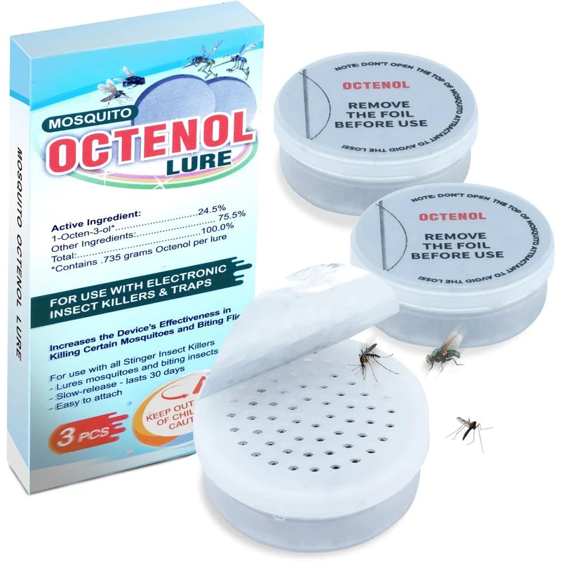 Hodiax Octenol Pest Lures 90 Days Supply, 3PCs Biting Insect Attractant Refill Cartridge for Fly Traps, Bug Zappers, Mosquito Killers, Universal Fit (3PCS in 1 Pack)