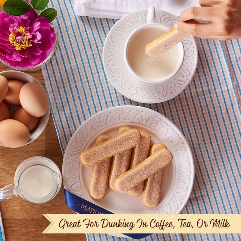 Matilde Vicenzi Vicenzovo Ladyfingers - Classic Italian Ladyfinger Biscuits for Tiramisu - Tray of 12 All-Natural, Kosher, Dairy Cookies - All Natural Pastries Baked In Italy - 7.05 oz (200g), 2 Pack