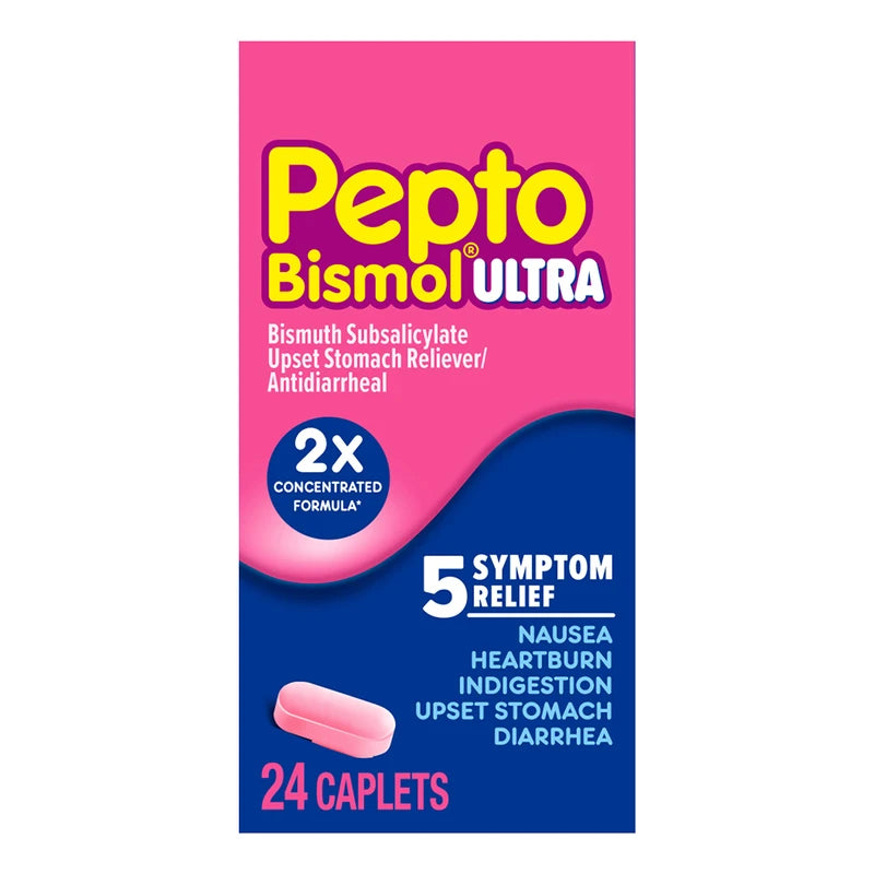 Pepto Bismol Pepto Bismol Caplets Ultra for Nausea, Heartburn, Indigestion, Upset Stomach, and Diarrhea - 5 Symptom Fast Relief, 24 ct