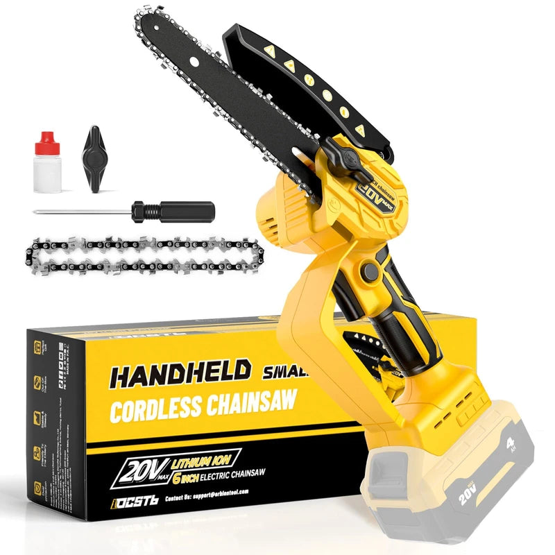 Mini Chainsaw compatible with Dewalt 20V Battery(Battery NOT Included),Cordless Pruning with Security Lock & Replacement Chain, Battery Powered Mini Chainsaw for Tree Trimming