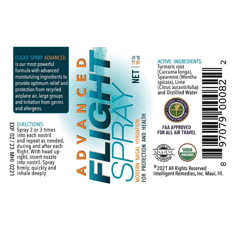 Intelligent Remedies Flight Spray Advanced, Nasal Nose Spray Cleaner for Hydration - Air Humidifier + Saline Alternative, 1 Ounce Bottle