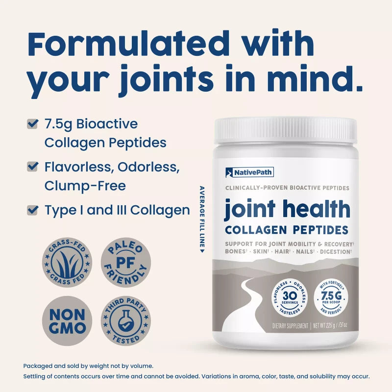 NativePath Joint Health Collagen Peptides with Fortigel and Verisol, 225 g, 7.9
