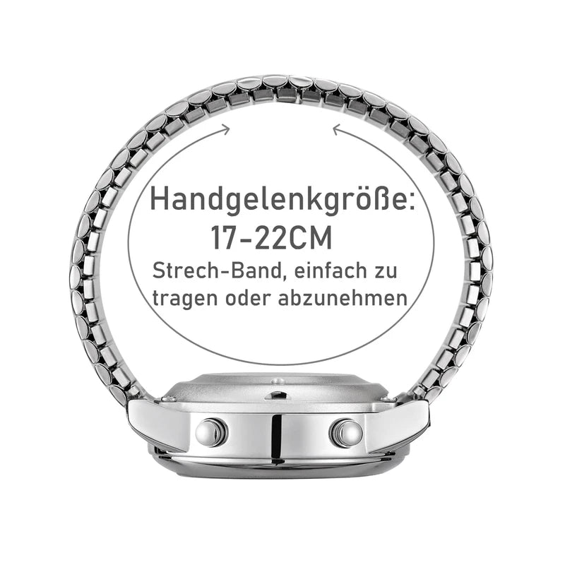 Hearkent Talking Clock Visually Impaired Radio-Controlled Clock German Voice LCD Large Number Easy to Read Senior Watch for Seniors Blind Clock, silver, Bracelet