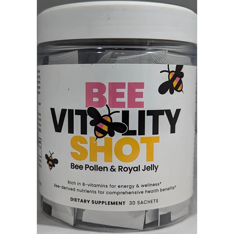Bee Vitality Shot, Bee Pollen & Royal Jelly, 30 Sachets - EXP: 4/26