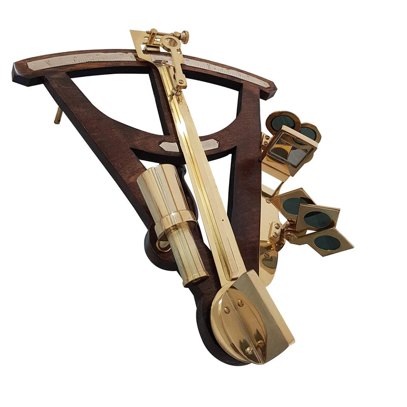 Vintage Wooden Marine Octant Reflecting Instrument Measuring Reflecting Quadrant Ship Sailor Navigation Tool Marine Sextant
