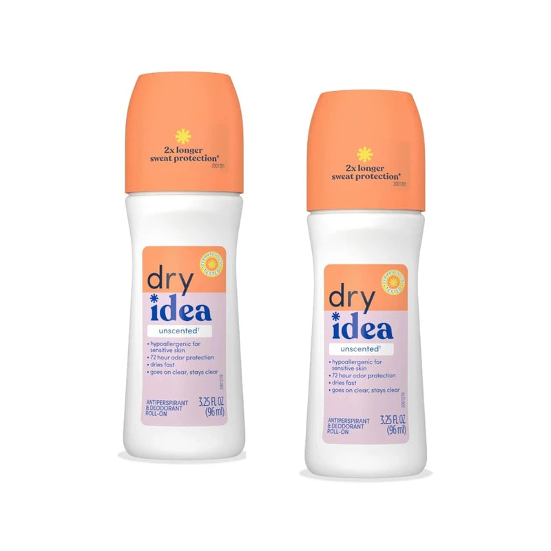 Dry Idea Anti Perspirant Deodorant Roll On Unscented 3.25 Ounce - Pack of 2