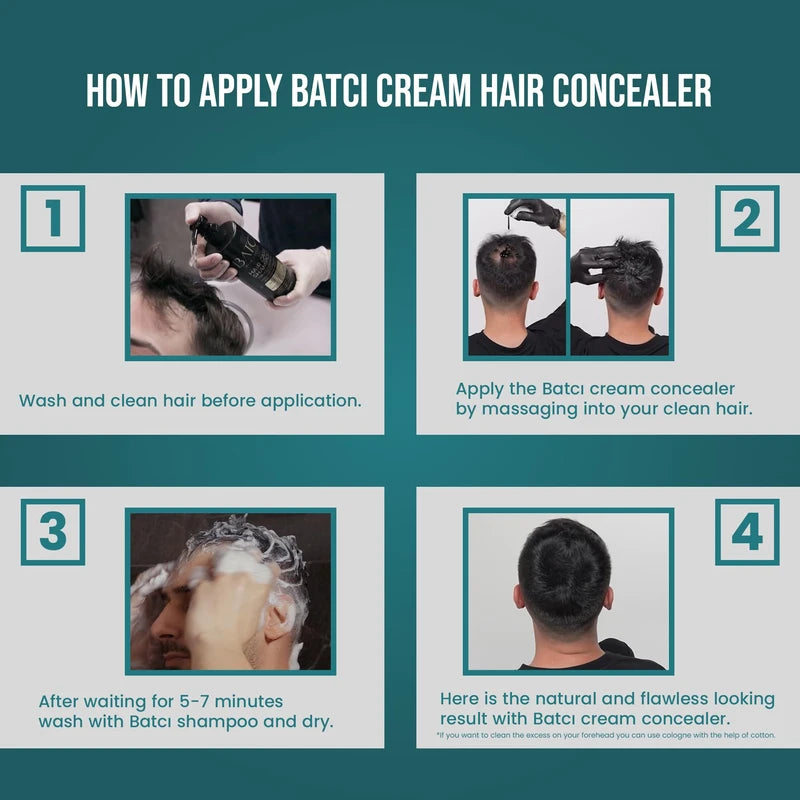 Batcı Hair Concealer & Filling Cream for Bald Spots & Thinning Hair – Waterproof, Sweat-Proof Scalp Coverage – Natural Root Touch-Up Cream for Men & Women – 30ml