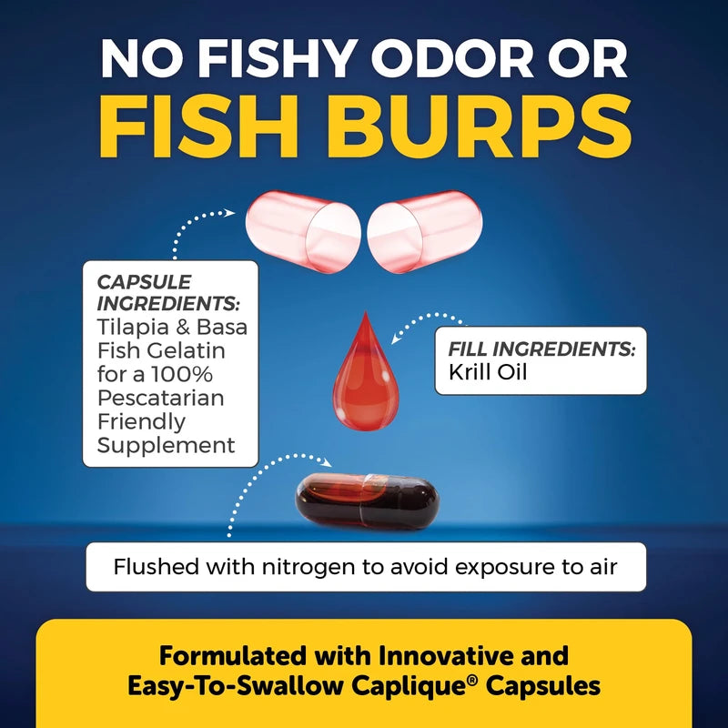 Viva Naturals Viva Naturals Antarctic Krill Oil Omega 3 Supplements 1250 mg - DHA EPA Omega-3 & Astaxanthin Concentration for Joint Health, No Fish Burp - 60 Omega 3 Krill Oil Capsules