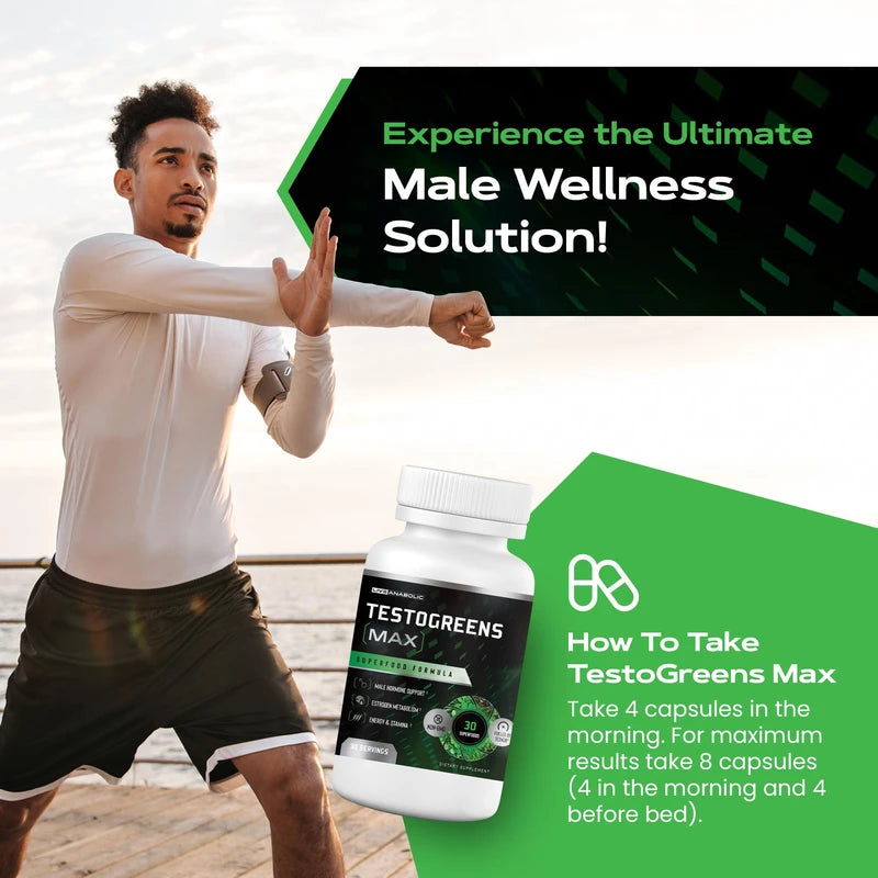 Live Anabolic TestoGreens MAX 30-Day Supply - Men’s Daily Supplement with Tesnor, DIM & Bioperine for Natural Hormone Balance, Enhanced Energy & Stamina, Includes Powerful Plant Extracts