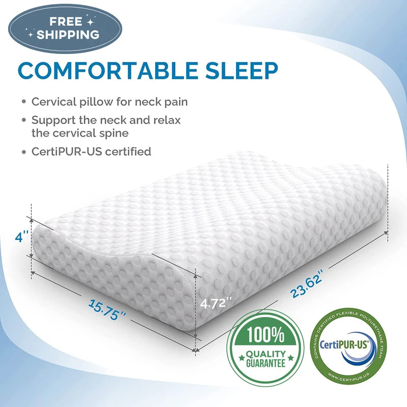 Milemont Orthopedic Contour Memory Foam Pillow Cervical Bed Pillow for Pain Relief