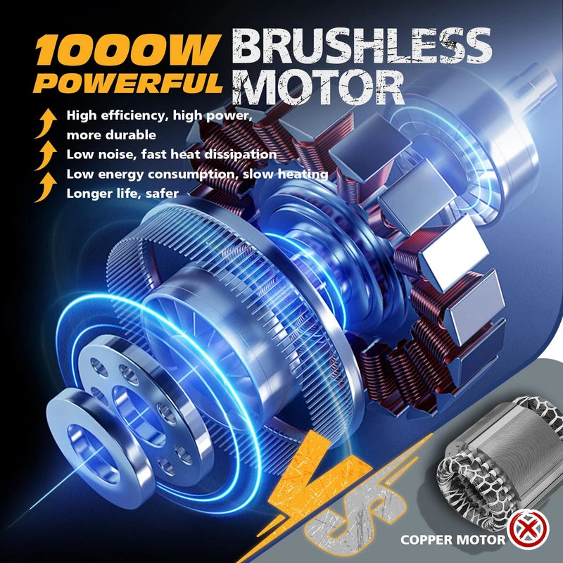 Mini Chainsaw 6 Inch,1000W Brushless Motor Electric Chainsaw Cordless with 8000mAh Batteries & Auto Oiler-System, Small Chainsaw Battery Powered for Tree Branches Trimming Wood Cutting Yellow