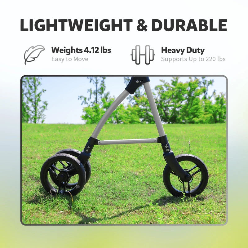 DAILYLIFE Rollator Walker for Seniors & Caregivers - Steerable Cane with 7.5" Wheels, Adjustable Height, Folding Design, Lightweight Aluminum Frame - White