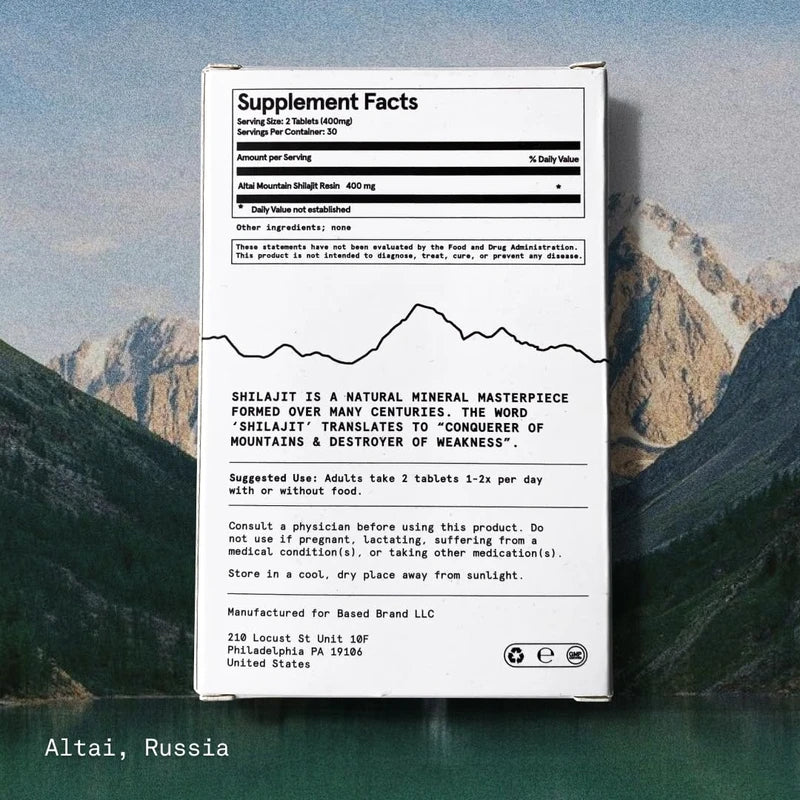 Based Supplements Based Shilajit | Pure Shilajit Tablets with Max Potency, Energy & Immune Support for Men and Women | Rich in Fulvic Acid and 85+ Trace Minerals, 60 Tablets