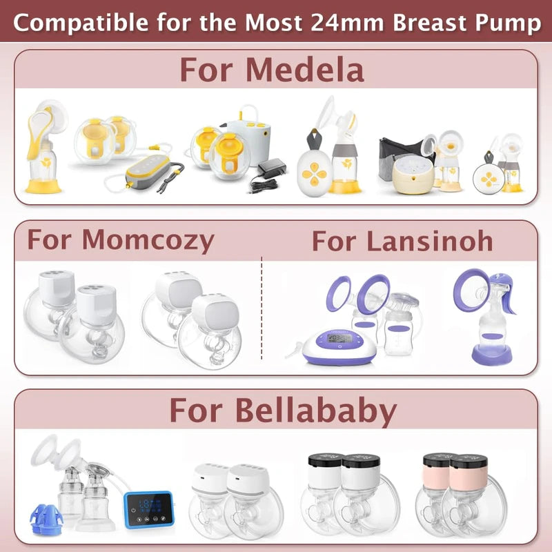 Flange Insert 14pcs 13/15/17/18/19/20/21mm*2 Compatible with Momcozy S12 Pro/S9 Pro/S10/S12/Spectra/Medela/Bellababy/Lansinoh/TSRETE/Willow 24mm Breast Pump,Reduce 24mm Tunnel Down to Correct Size